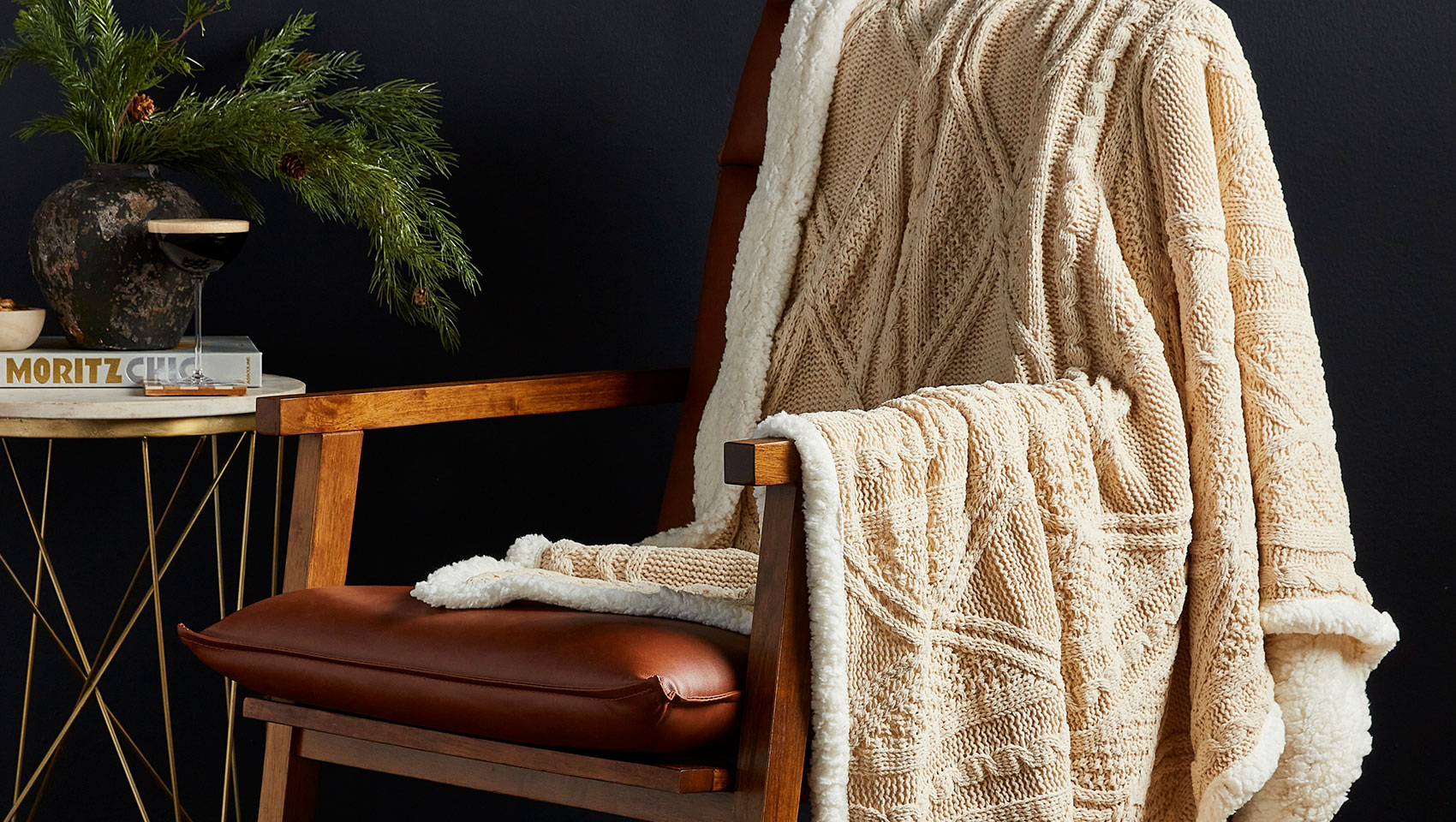 Chair draped with white blanket