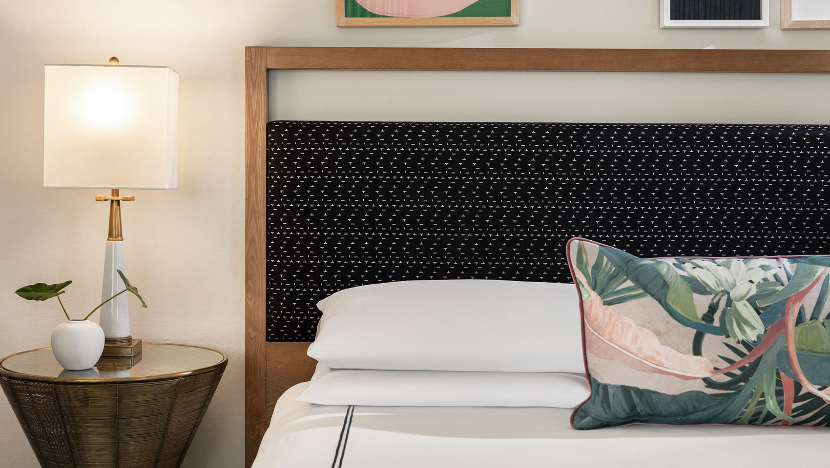 Bed closeup at Kimpton Surfcomber Hotel