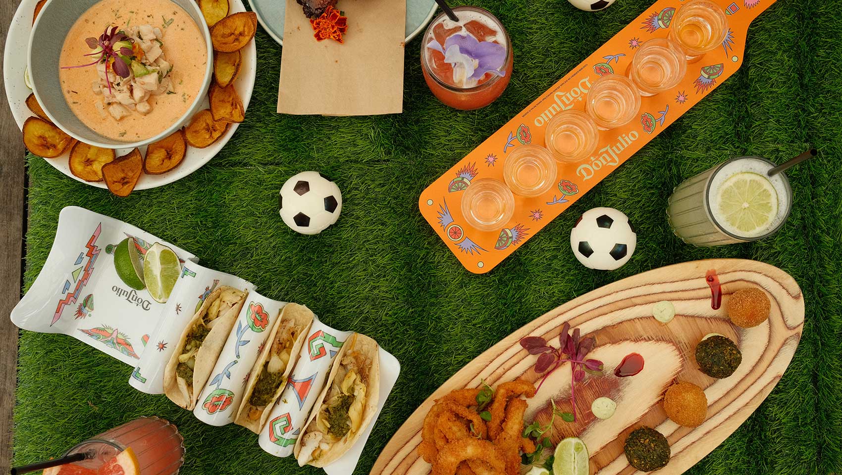 food display with soccer balls