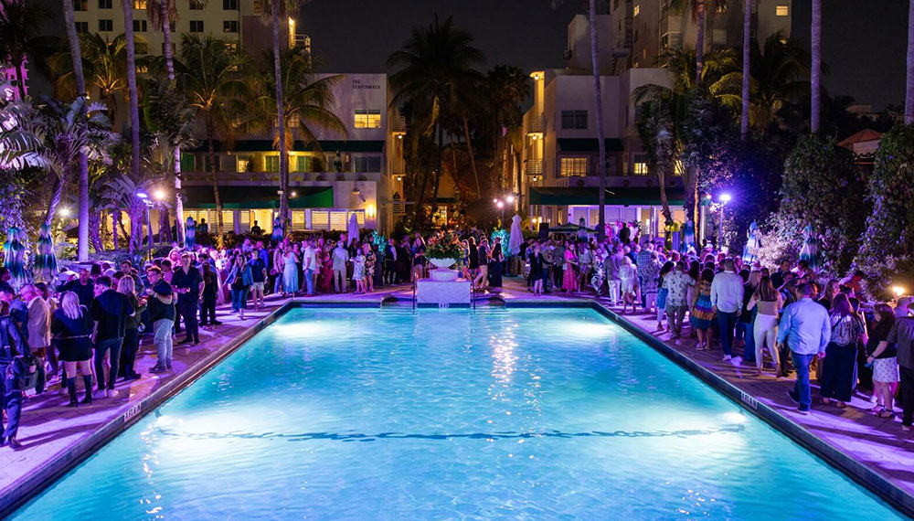 Party by Surfcomber Pool at night