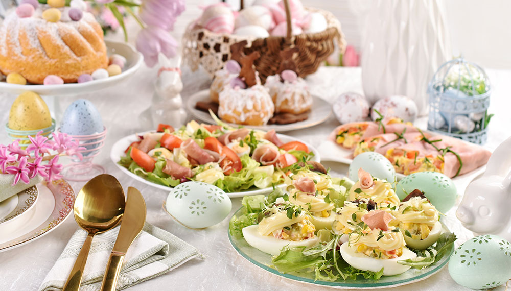 Image of table spread with festive food